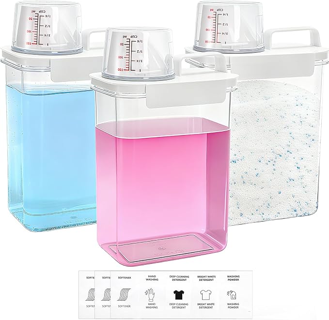 Covzoe 3 Pack Laundry Detergent Dispenser, 61 Oz Laundry Powder Containers by Covzoe