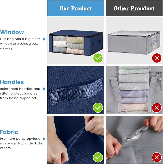 HomeHacks 4-Pack Clothes Organizer Storage Bags, 35L Storage Bins, Reinforced - Image 5