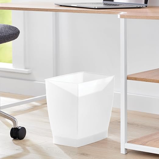 iDesign Small Plastic Bathroom Trash Can, Slim Rectangle, Frost | Bedroom - Image 5