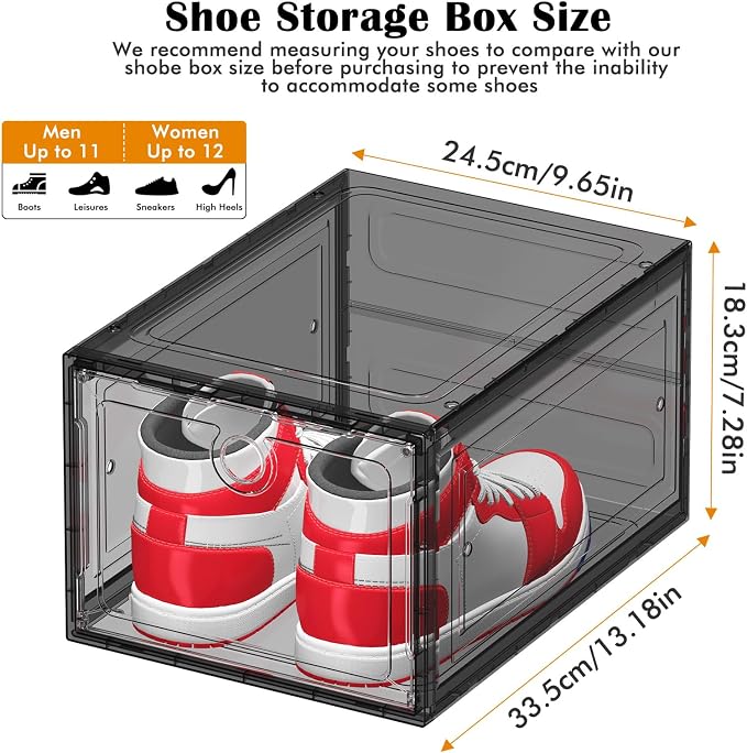 ARSTPEOE 12-Pack Shoe Storage Boxes Clear Magnetic Stackable - Image 2