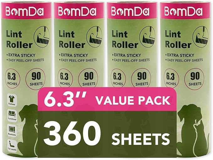 Extra Sticky Large Surface Lint Roller, 6.3''Wide Roller by BomDa