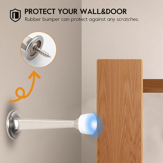 HOME MASTER HARDWARE 3" Heavy Duty Solid Door Stop, 2 Pack, Satin Nickel | Wall - Image 5