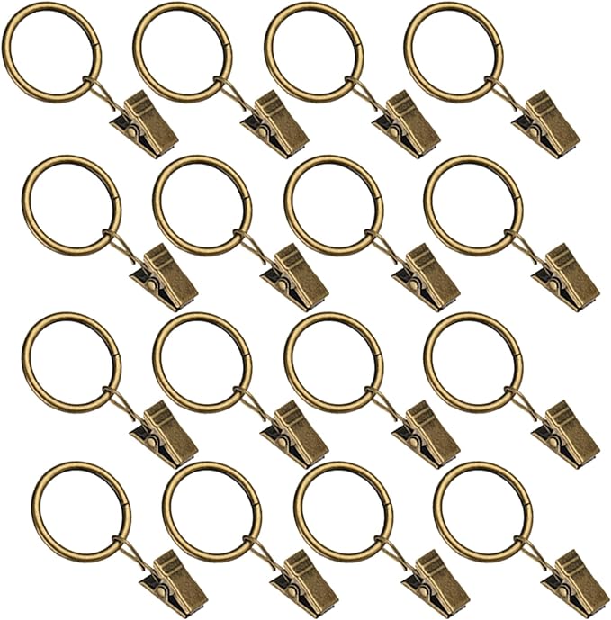 16 Pack Curtain Rings with Clips, Window Clip Rings Curtain Hooks Hangers Clip by Azmoncy