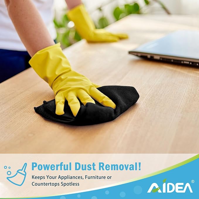 AIDEA Microfiber Cleaning Cloth Black 24PK, Microfiber Towels 11.5×11.5" - Image 3