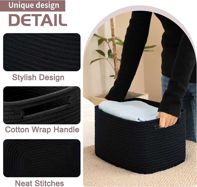 OIAHOMY 4 Pack Storage Baskets for Organizing 15L Cube Storage Bins Black - Image 2