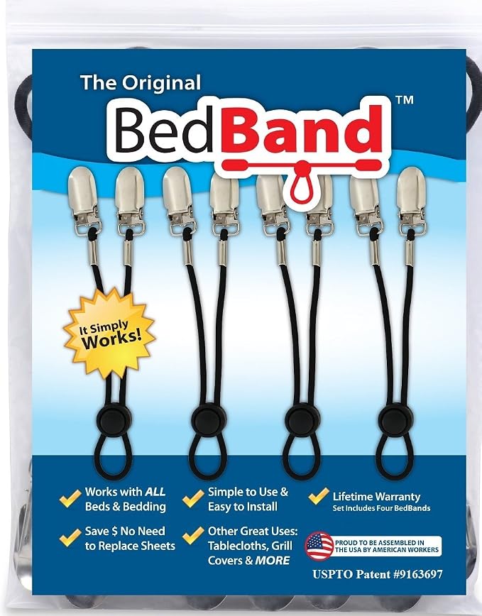 Not Made in China. 100% USA Worker Assembled.. Bed Sheet Holder, Suspender and by BEDBAND
