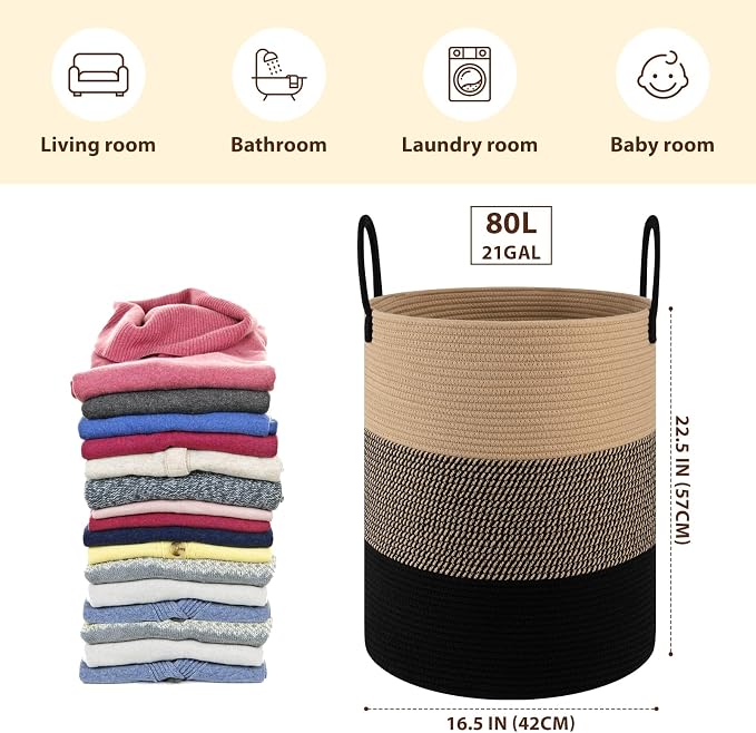 OIAHOMY 80L Nursery Hamper Laundry Basket Laundry Hamper Yellow/Black - Image 2