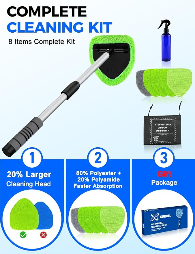 XINDELL Interior Windshield Cleaner Tool – Car Interior Window Cleaning Kit - Image 3