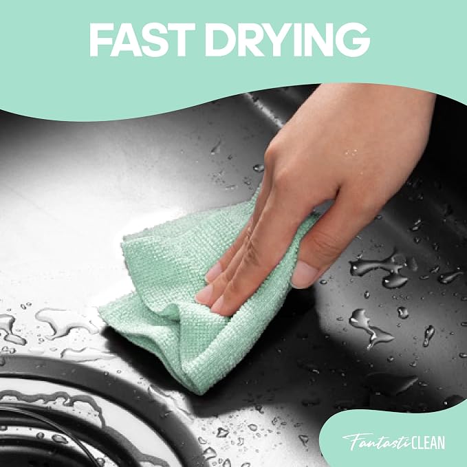 Fantasticlean Microfiber Cleaning Cloth Roll, 60 Pack, Mint Green - Image 5