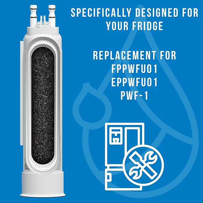 FPPWFU01 Water Filter Replacement for Frigidaire FPPWFU01 Water Filter, Compatible with PurePour PWF-1,EPPWF01 PureAdvantage PWF-1 and PureAir Ultra II PAULTRA2 Air Filter Combo（2+2）