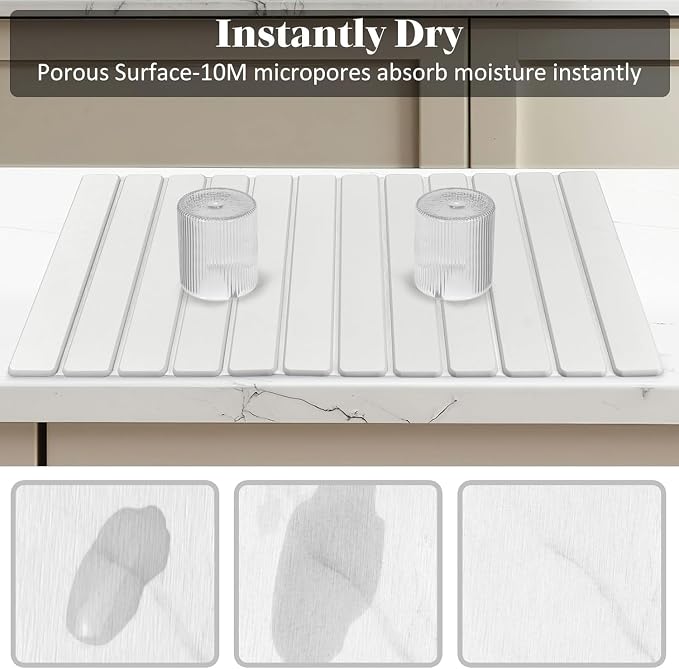 Large Stone Dish Drying Mats for Kitchen Counter, Fast Drying Collapsible Dish - Image 4
