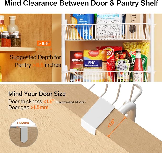 Delamu Large Over the Door Pantry Organizer, 6-Tier Metal Pantry Door - Image 2
