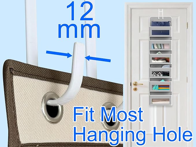 Double Over Door Steel Hooks 2 Pack Fit 1-3/8" Door 5.5" White | Plastic Coated - Image 3