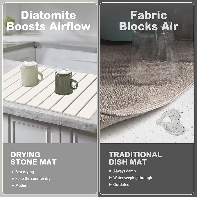 2Pcs Large Stone Dish Drying Mat - Image 4