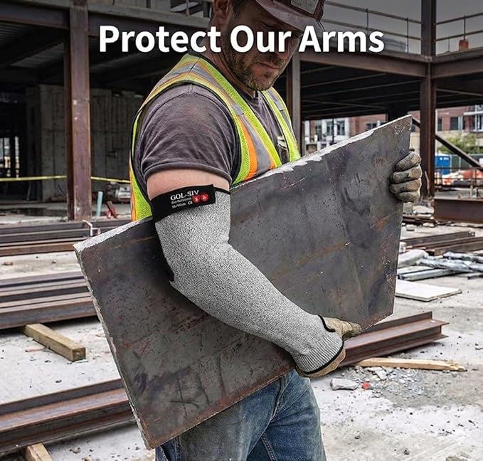 Cut Resistant Sleeves With Thumb Hole, Arm Protectors For Thin Skin And Bruising, Gardening Sleeves For Women, Men, Elderly (17.7in, Grey)