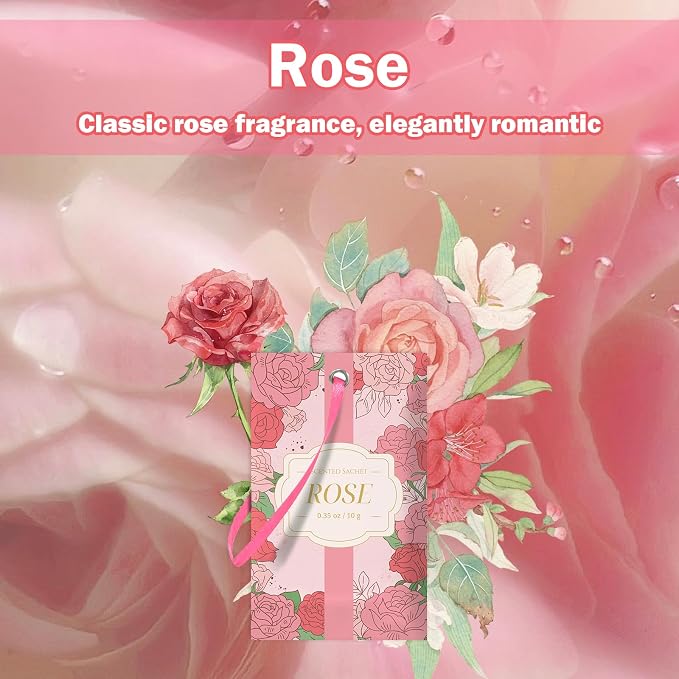 SCENTORINI Scented Sachets for Drawer and Closet, Rose Scent 14 Pack - Image 2