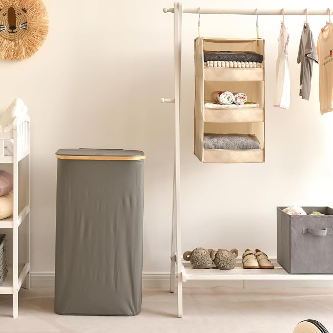 GRANNY SAYS 3-Shelf Hanging Closet Organizer, Foldable Storage, Khaki | 33 lb - Image 4