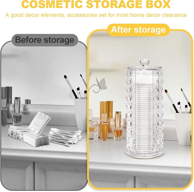 33.8oz Clear Cosmetic Cotton Pads Rounds Holder Easy Accessing Acrylic Makeup - Image 7