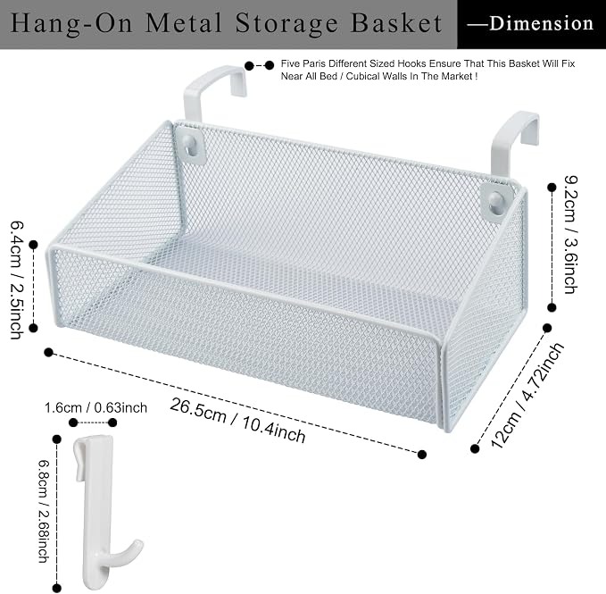 JDYOOMI Bedside Caddy Shelf Hanging Storage Basket - Image 2