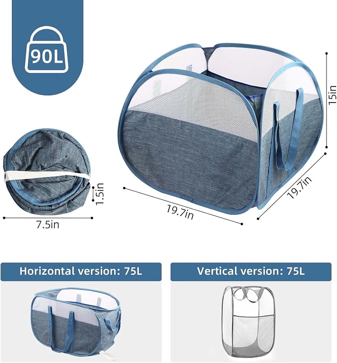 Collapsible Laundry Baskets, Tear Proof Pop Up Laundry Hamper - Image 4
