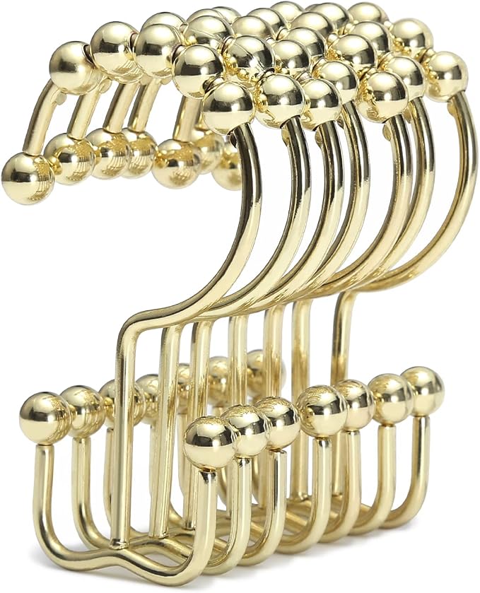 Goowin Shower Curtain Hooks Rings, Stainless Steel Gold Shower Curtain Hooks by Goowin