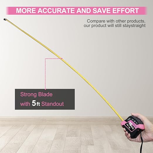 PREXISO 2-in-1 Digital Tape Measure, 16Ft Pink Digital Measuring Tape - Image 9