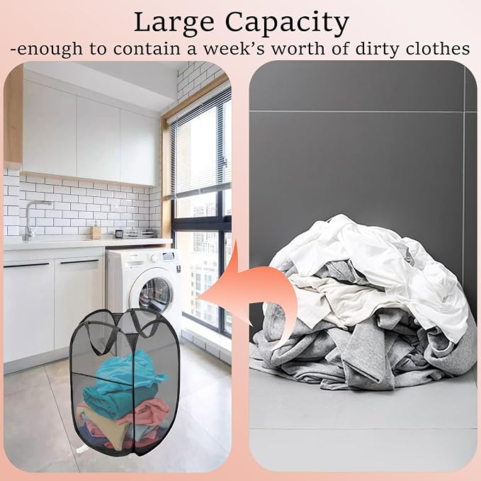 2Pcs Pop Up Laundry Hampers for Cruise, Mesh Collapsible Laundry Bag - Image 7