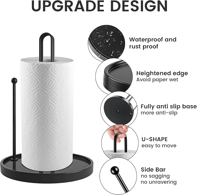 TONLEA Paper Towel Holder Countertop, Kitchen Roll Dispenser, Standing Paper - Image 4