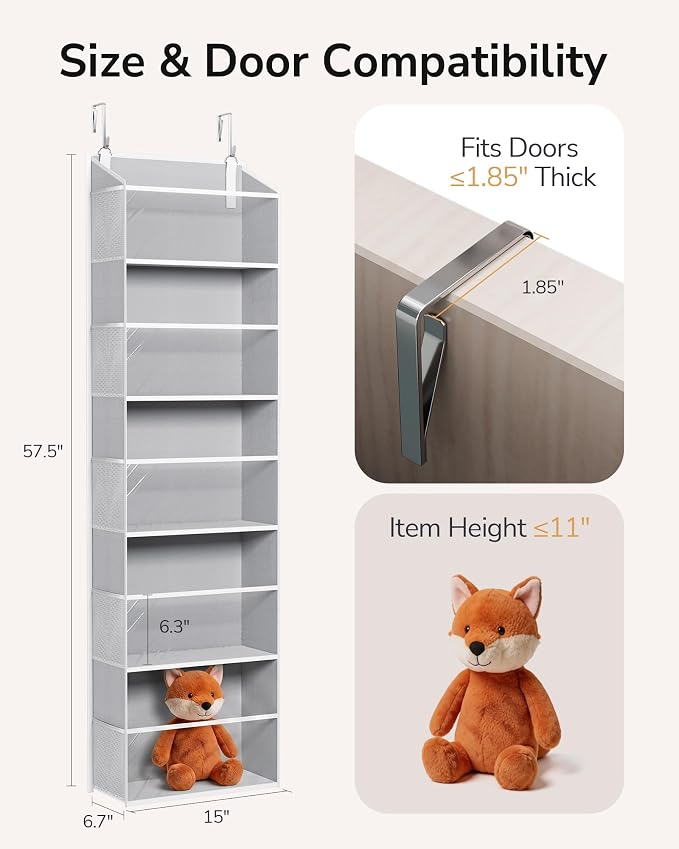 ULG Stuffed Animal Organizer Over the Door, Large Hanging Plush Toy Storage - Image 6