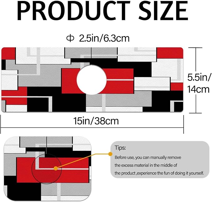 MCALK Geometric Red Kitchen Sink Faucet Mat Splash Guard, Absorbent Quick-Dry - Image 5