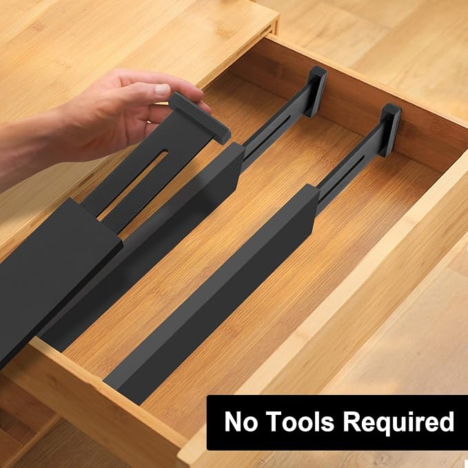 Bamboo Drawer Dividers, Adjustable Drawer Organizers, Fits 12.6–16" Drawers | - Image 6