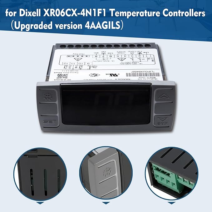 for Dixell XR06CX-4AAGILS Temperature Controller, Upgraded Version, Large Digital Display,Fit for 120V 50-60hz Commercial Refrigerators/Freezer (4N1F1 Upgrade-Large Print)