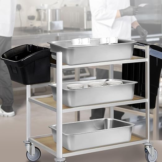 4 Pack Stainless Steel Commercial Bus Tubs Food Grade Meat Processing Tubs Lug Wash Basin Tote Box for Dishwashing, Kitchen, Restaurant, Utility (13 L)