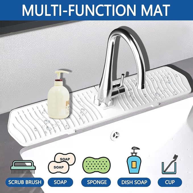 Kitchen Sink Splash Guard-24 x 5.8'' Ultrathin Silicone Sink Mat Splash Guard - Image 5