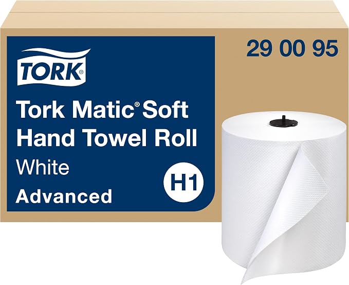 Tork Matic Soft Hand Towel Roll White H1, High Absorbency, 6 Rolls x 900 ft by Tork