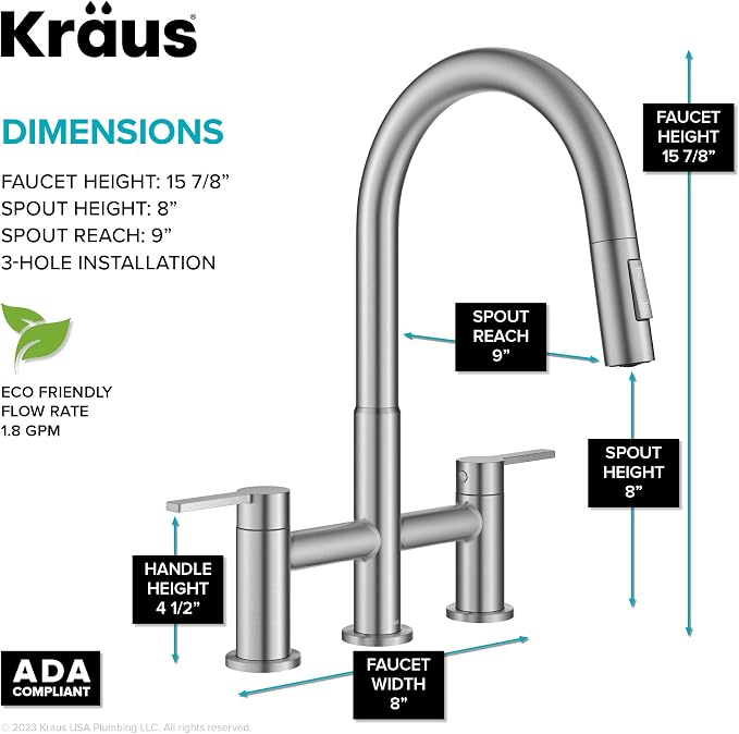 KRAUS Oletto Bridge Kitchen Faucet - Image 4