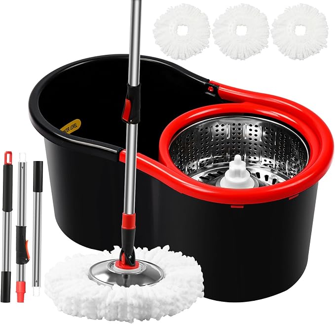 Spin Mop and Bucket with Wringer Set, 360° Mop and Bucket System with 3 by DAMGOLOZA