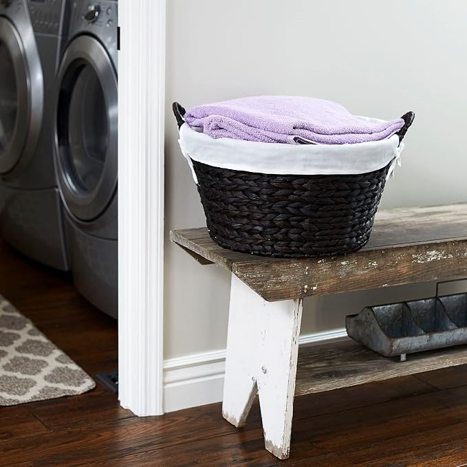 Household Essentials Round Wicker Laundry Basket - Image 2