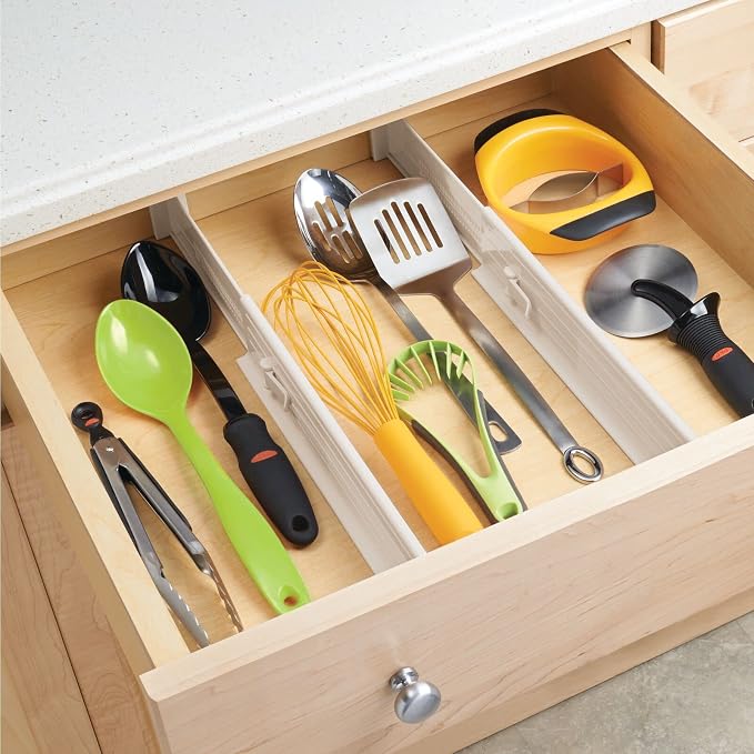 mDesign Set of 4 Drawer Dividers – Expandable Drawer Organiser Set - Image 3