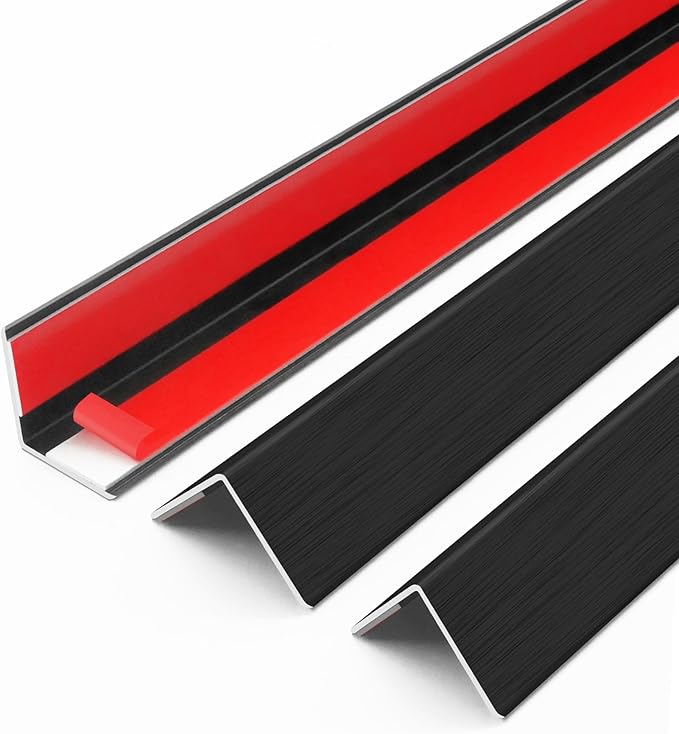 6pcs 57" Aluminum Self-Adhesive Wall Corner Protectors, Wall Furniture Bumper, Safety Baby Proofing Corner Cushion Table Edge，Wide Coverage and Easy to Install - Black