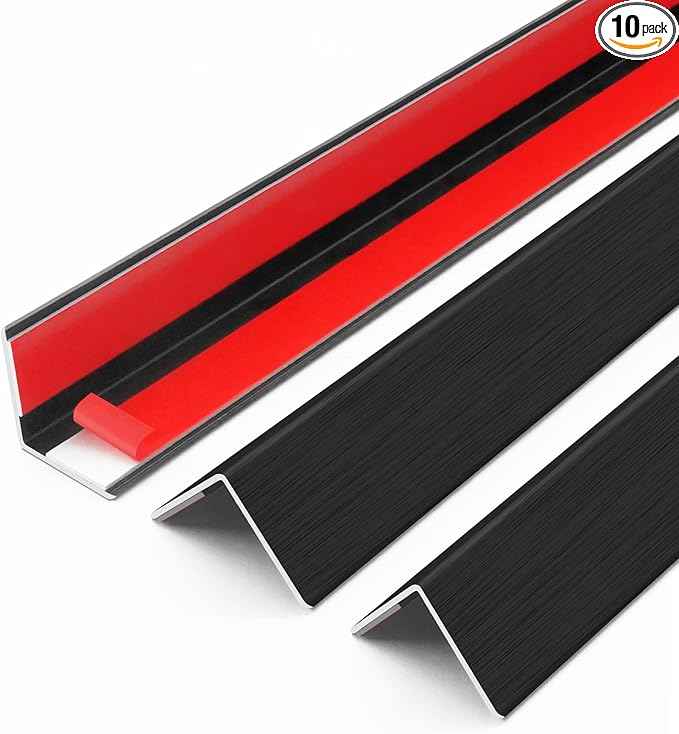 10pcs 48"L*0.98"W Aluminum Self-Adhesive Wall Corner Protectors, Wall Furniture Bumper, Safety Baby Proofing Corner Cushion Table Edge，Wide Coverage and Easy to Install - Black