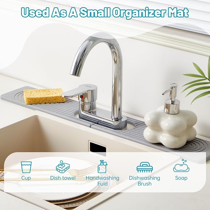 Stone Faucet Mat for Kitchen Sink Oval Hole Bathroom sink splash guard | - Image 7