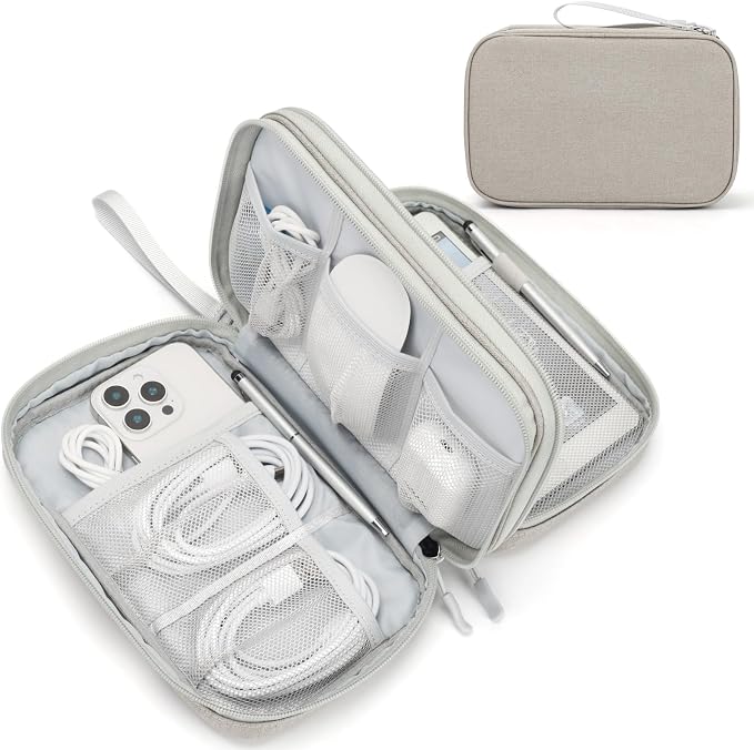 FYY Electronic Organizer, Travel Tech Pouch Bag, Khaki | Wrist Strap, Waterproof by FYY