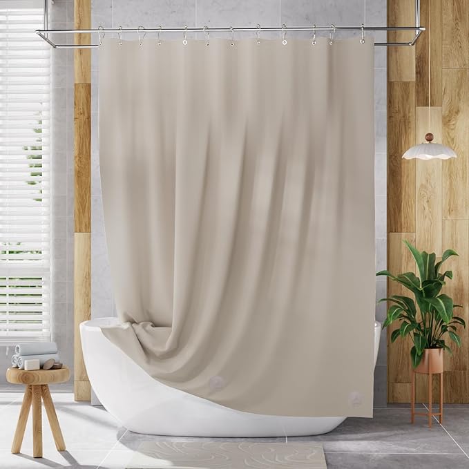 AmazerBath Shower Curtain Liner, 72x72 Tan Shower Liner, Cute Plastic Shower - Image 7