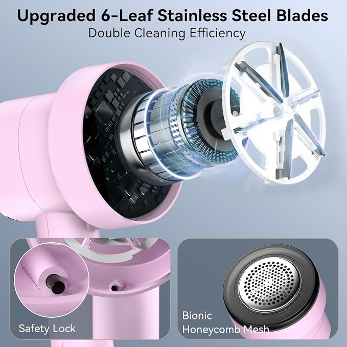 Rechargeable Fabric Shaver, 6-Leaf Blades, LED Display, 3 Speeds | Portable - Image 2
