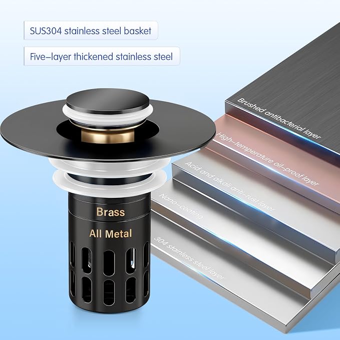 Bathroom Sink Stopper, Pop Up Drain Strainer - Image 5