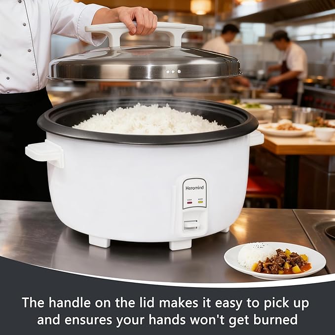 Commercial Rice Cooker, 90-Cup Rice Cooker, 16Qt / 18 L Large Rice Cooker with Nonstick Inner Pot, Fast Cooking and Auto Keep Warm, with Rice Cup and Paddle, Easy to Clean, 1950W