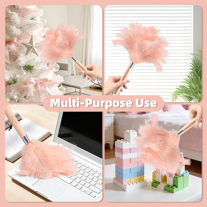 Pink Ostrich Feather Duster for Cleaning - Image 7