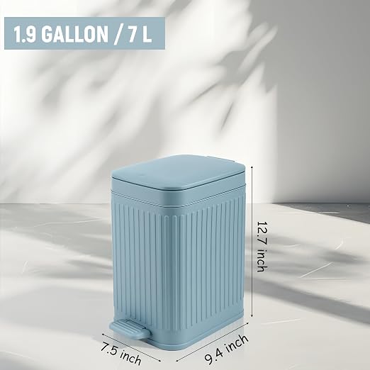 Small Bathroom Trash Can with Lid, 1.9 Gallon Slim Soft Close Step, Kitchen & - Image 7