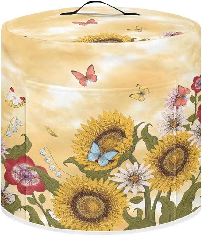 TODIYADDU Sunflower Air Fryer Cover Dust Cover Butterfly Instant Pots Pressure Cooker Cover Compatible with Most Kitchen Appliances Exquisite Instant Pots Pressure Cooker Accessories Presents